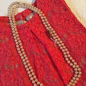 NWOT! “love Fire” High neck lace top